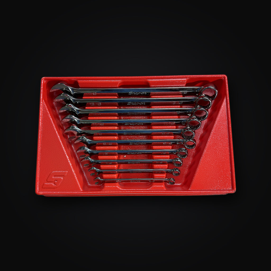 Snap-on 10 pc SAE 12-Point Flank Drive Combination Wrench Set, 5/16 to 7/8 in., USA - OEX710