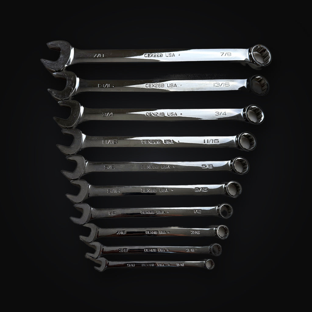 Snap-on 10 pc SAE 12-Point Flank Drive Combination Wrench Set, 5/16 to 7/8 in., USA - OEX710