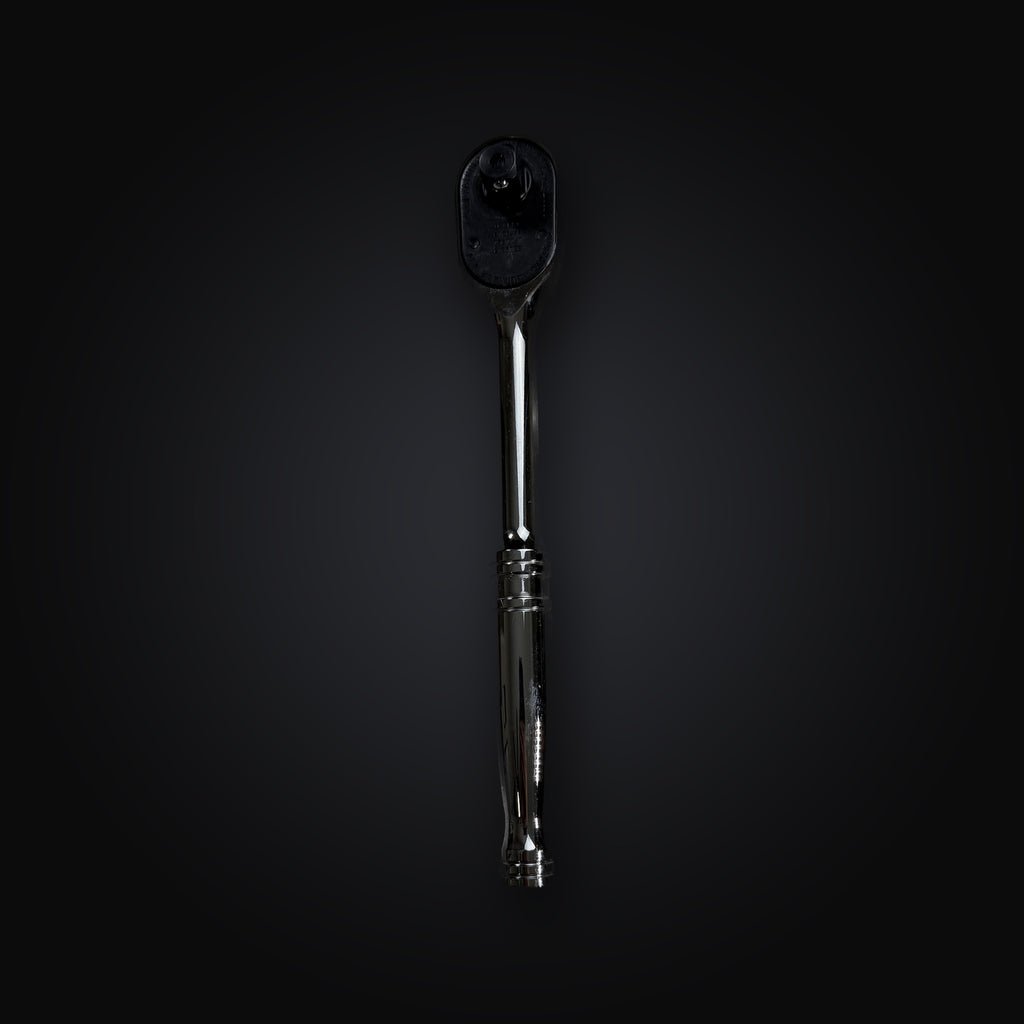 Back of the Snap-on SR80A ratchet showing the sealed head cover and quick-release button